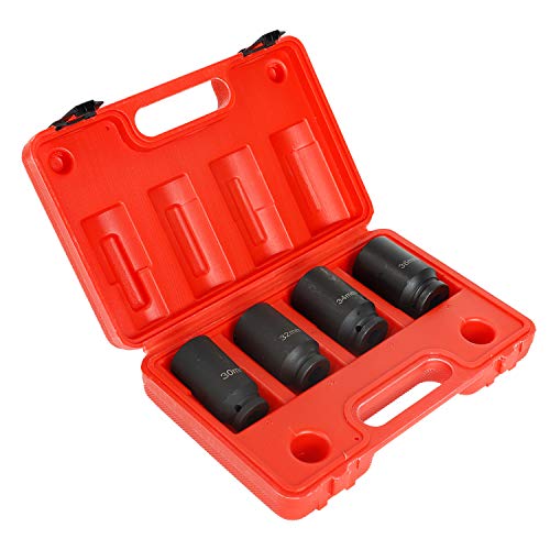 TYFYB Impact Socket Set,1/2 inch Drive Spindle Axle Nut Socket Set 4PC 12 Point Metric 30mm 32mm 34mm 36mm,Heavy Duty Impact Socket Set with Portable Case