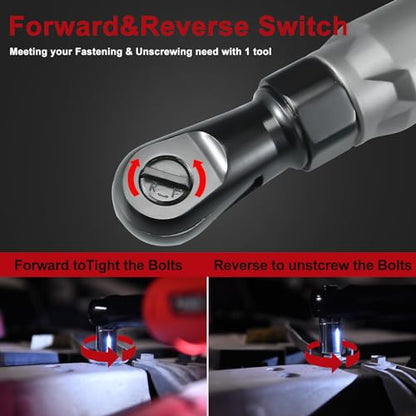 AOBEN 21V 1/2" Cordless Ratchet Wrench Kit-74 Ft-lbs Brushless Electric Power Ratchet with Variable Speed, 2X2000mAh Lithium-Ion Battery, Charger, 8 Sockets, 1/4" & 3/8" Adaptors, 3" Extension Bar - style: AB733-2C