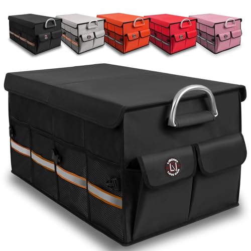 Trunk Organizer, LIBZAKI Cargo Organizer, Premium Multi Compartments Collapsible Portable Trunk Storage for auto, SUV, Truck, Minivan -Black - color: Black, size: Regular