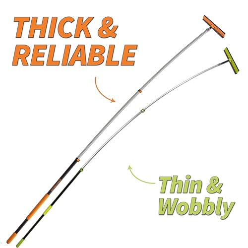 5-24 ft Window Washer Squeegee Kit with Extension Pole (30+ Foot Reach) // Long Handle Squeegee for Window Cleaning & Car Cleaning Multi-Use//Telescopic Professional Window Cleaning Squeegee for Home - size: 24 feet