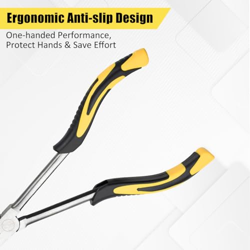 Long Needle Nose Pliers-11’’, for Home,Fishing, Jewelry,Crafts, 1pcs | for Tight Spaces,Paper Clamp Precision, High Carbon Steel, Non-slip Handle,Effort-Saving Design - style: One-11in