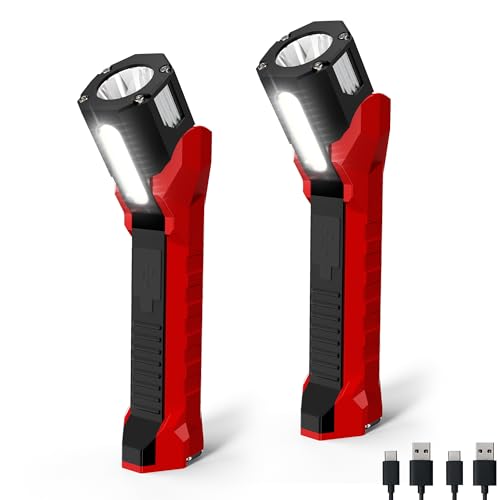 Anhay Rechargeable Work Light, 1200 Lumens LED Work Lights with 160° Swivel Head, Magnetic Base & Hooks, 6 Lighting Modes Magnetic Work Light for Car Repairs, Emergencies (2)