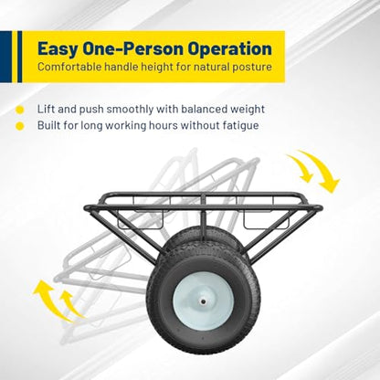 Heavy-Duty Carpet Dolly with Pneumatic Wheels, Steel V-Cradle Roll Carrier, 500 lb Capacity Portable Floor Roller Cart for Carpet, Lumber, Pipes & Large Material Rolls,for Warehouses, Stores - size: Small Dolly – 500 lb Capacity
