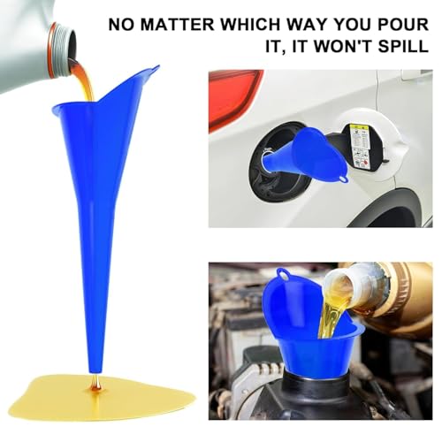 3-Pack Long-Neck Oil Funnels, 11" Multi-Purpose Funnels for Automotive & Motorcycle Use – Reusable Funnel for Oil, Gas & Transmission Fluid (Black+Blue+Red) - color: Black+Blue+Red