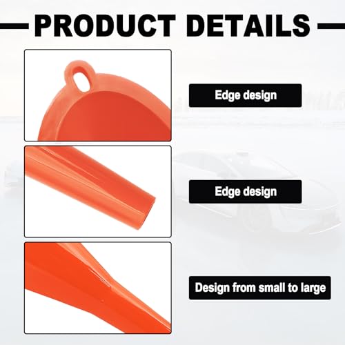 2 Pieces Automotive Plastic Oil Funnels with Long Neck Multi-Function No Spill Design for Gas Coolant Transmission Fluid Engine Oils Fuel Lubricants and Diesel (Yellow) - color: yellow