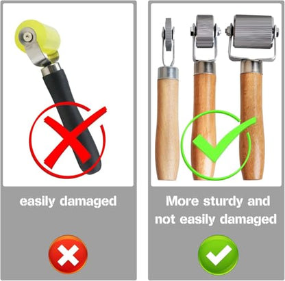 Tire Patch Roller Compaction Tool Automobile Tyre Repair Tube Stitch Puncture Rolling Wheel with Wooden Handle 7.28 Inch- 1.2cm - color: 1.2cm