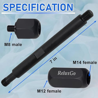 ReluxGO Diesel Injector Puller Tool with Slide Hammer, Common Rail Injector Remover w/ M8, M12, M14 Thread Adapter