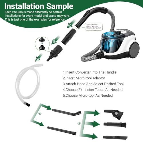 EZ SPARES 1-1/4" Micro Crevice Kit, Keyboard Car Vent Tools with Bag | Boosts suction in tight gaps and corners. Great for wood dust, pet hair, keyboard, car vents. Storage pouch included.