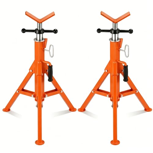 Garvee V Head Tripod Pipe Jack Stand, 1/8"-12" Pipe Support Rest, 2500 LB Heavy Duty Carbon Steel Adjustable 28"-52" Folding Portable Pipe Stand for Welding Pipe | Heavy Duty Carbon Steel Adjustable 28"-52" Folding Portable Pipe Stand for Welding Pipe - c
