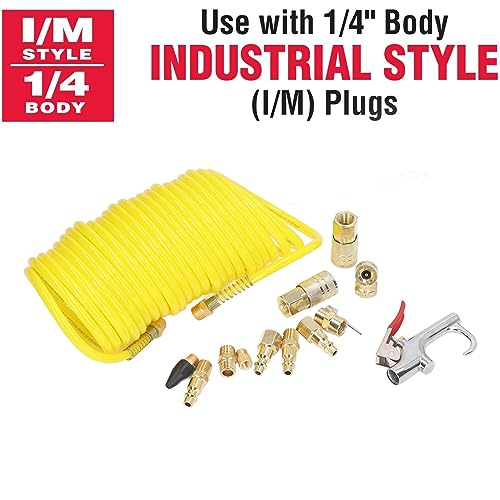 14PCS Air Compressor Kit with 1/4 Inch Quick Connector, Nylon Air Hose for Dust Blowing and Pneumatic Tools, Compatible with Automotive Repair and Cleaning