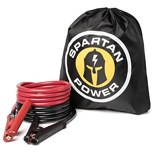 Spartan Power Heavy Duty Jumper Cables with Alligator Clips, 100% Pure Copper Wire, Positive & Negative Leads Battery Cable, Made in The USA - 2/0 AWG Gauge Cable, 10 ft - size: 2/0 AWG 10 Foot