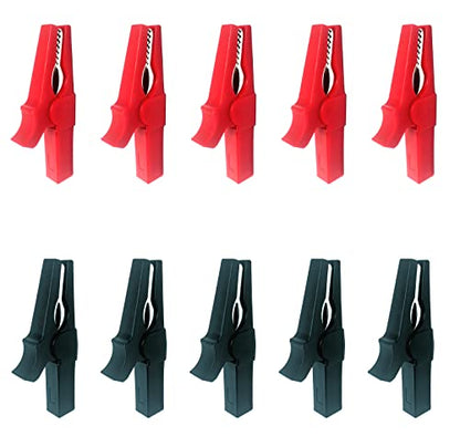 5 Pairs Fully Insulated 30A Safety Test Alligator Clips | With Banana Socket and 4mm Banana Plug Connectors ideal for Automotive Electrical Testing Battery Connection (Red+Black） - style: Alligator clip