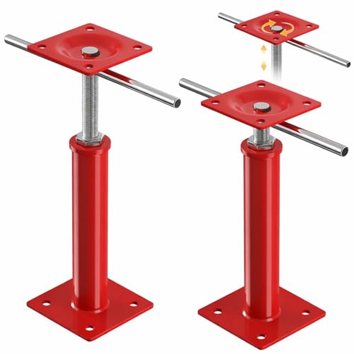 2PCS House Floor Jacks with Adjustment Lever, 11"- 16" Height Range, Adjustable Jack Post for Lifting, Crawl Space Jacks for Temporary Support - 11000 lbs Max Load Capacity, Red - size: 11-16in Red