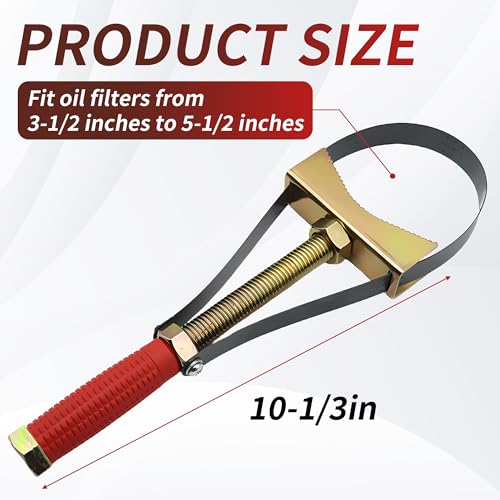 Heavy Duty Oil Filter Wrench Adjustable 9-15cm, 1-Pack Extra Large Truck Oil Filter Removal Tool Compatible with Semi Trucks, Tractors, Excavators