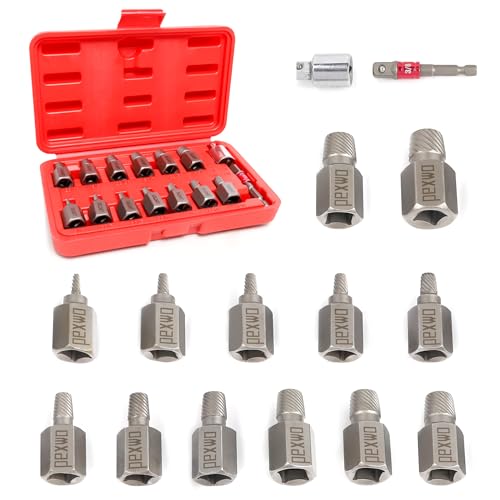 15-PC Upgrade Screw Extractor Set, 3/8" Drive, Easy Out Bolt Extractor Set, Multi-Spline, for Removing Broken Studs, Bolts, Screws (New Version)