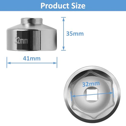 32mm Socket for Ecotec,TDI,VW,Audi,BMW,Polaris,GM,Volkswagen,Pontiac Chevrolet,Saturn,Pontiac,Saab,Chevy, Oil Filter Socket for Oil Change