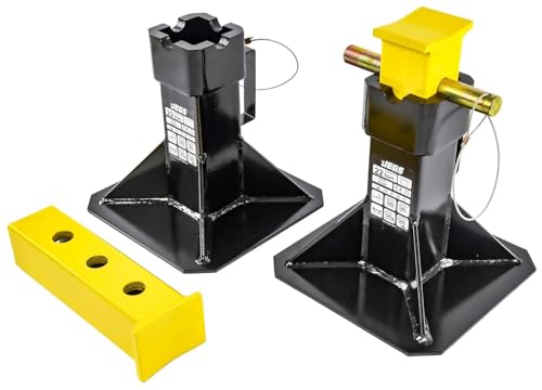 JEGS Jack Stands | 22-Ton Per Pair/Per Axle Capacity | Adjustable Height from 11 1/2in. to 19 5/16in. Inches | Base: 19 in. x 19 in. | Pad: 2 1/4 in. x 3 13/32 in | 37 1/2 lbs. Each | 2 Per Package