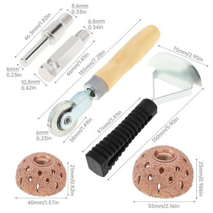 Tire Repair Patch Tools 40mm 55mm Tungsten Steel Polishing Wheel with Patch Roller and Repair Scraper for Car Tire Grinding (40mm+55mm)