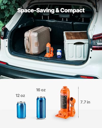 VEVOR Hydraulic Bottle Jack, 6 Ton (13227.6 lbs) Capacity, 7.7-14.8 Inch Lifting Range, Heavy Duty Welded Bottle Jack for Car, SUV, Pickup, Auto Repair, House Lift and Agricultural Equipment, Orange - size: 6T