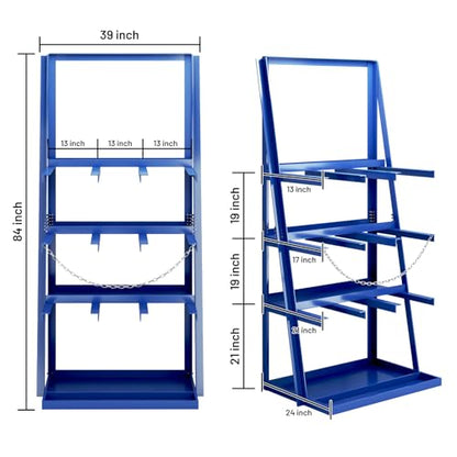 Vertical Bar Rack, 3000 LB Capacity, Steel Bays Long Parts Storage Rack, Lumber and Metal Garage Organizer, Heavy Duty Pipe Organizer Shelf With Chain for Garage Basement Pantry
