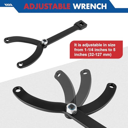 15pcs Pulley Holder Tool Kit | Universal Adjustable Spanner Wrench Set with Variable Pins, 1/2" Drive Ratchet Fan Clutch Removal Wrench Tool Kit