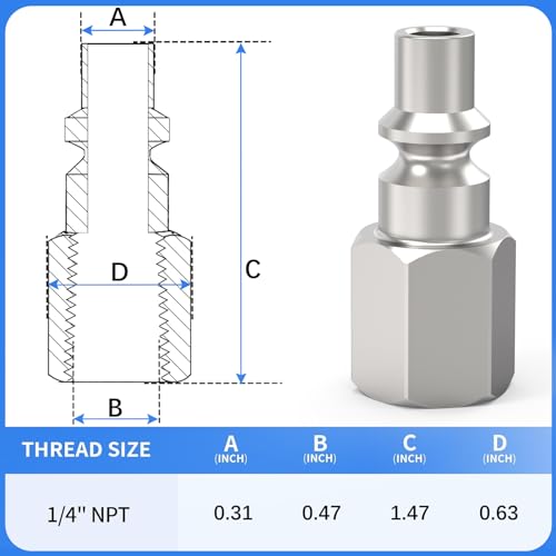 ChillWaves A-Style(ARO) Air Plug, 1/4" NPT Female Pneumatic Plugs, Air Compressor Accessories Fittings(15-PACK) - size: 1/4" FNPT, style: PACK OF 15