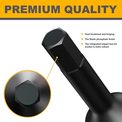 1/2" Drive H5/16-Inch Impact Hex Bit Socket, SAE Allen Bit Socket, Cr-Mo Steel, Removing Loosening Hexagon Bolts - size: 1/2" H5/16 Deep