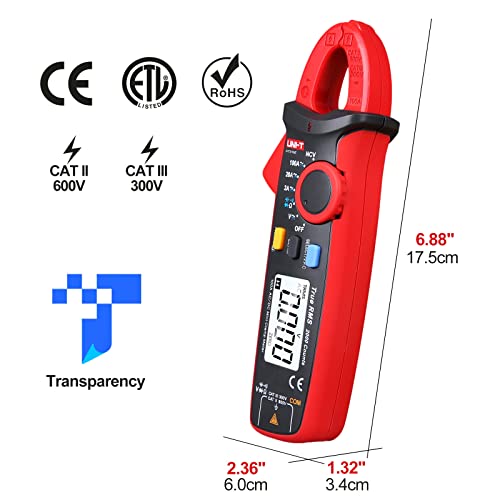 UNI-T UT210e Digital Clamp Meter AC DC Amp Meter Clamp Multimeter True RMS 2000 Counts Voltmeter Continuity Tester Capacitor HVAC Tool Multi Tester - size: UT210e clamp meter (ac/dc)