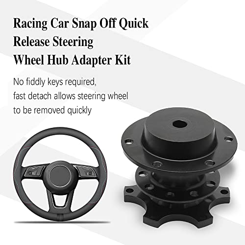 ASUBHA Steering Wheel Quick Release, Universal Steering Wheel Snap Off Quick Release Hub Adapter Boss Kit With 6-hole Steering Wheel Hub, 6 Hole Snap off Boss Kit for Race/Rally/Motorsport