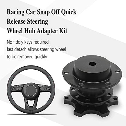 ASUBHA Steering Wheel Quick Release, Universal Steering Wheel Snap Off Quick Release Hub Adapter Boss Kit With 6-hole Steering Wheel Hub, 6 Hole Snap off Boss Kit for Race/Rally/Motorsport