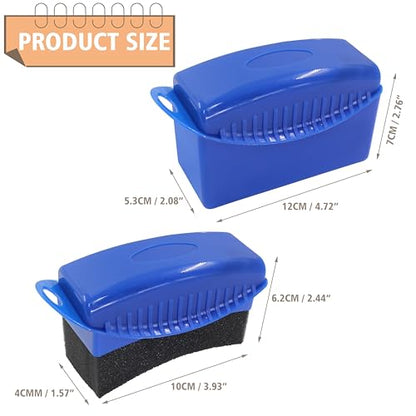 2Pcs Tire Dressing Applicators,Tire Shine Applicator Pads,Reusable Tire Dressing Sponge Pad Car Tire Applicator Pads with Lid for Car Glass, Painted Steel & Porcelain (Blue, Curved - size: Blue, Curved
