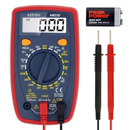 AstroAI Digital Multimeter Tester 2000 Counts with DC AC Voltmeter and Ohm Volt Amp Meter; Measures Voltage, Current, Resistance, Continuity and Diode, Blue - color: Blue