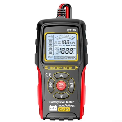 Car Battery Tester, BT175 Digital Automotive Battery Tester for Cars, Motorcycles — 8V–36V Range, Auto-Identification, CCA, Voltage, Internal Resistance (mΩ), SOC, Health Status
