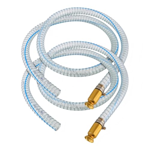2PCS 8.2FT 5/8" Heavy Duty Gas Siphon Hose, Self-Priming Fuel Transfer Pump | Jiggler Siphon with Brass Valve & Metal Clamp, Transfer Hose for Gasoline, Fish Tank Water Changes, Boats, ATVs & Tractors - size: 5/8"ID x 2Pcs