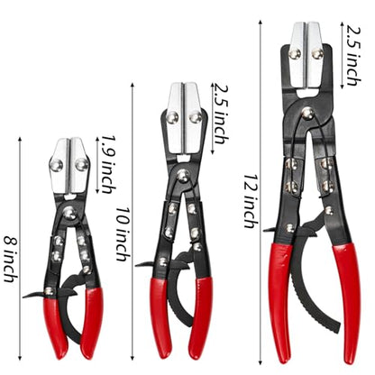 Yarlung 3 Pack Hose Pinch Off Pliers Set, 8/10/12 Inch Metal Steel Hose Clamp Plier, Automatic Locking Ratcheting Pliers for Automotive Coolant Line, Radiator, Fuel Hose