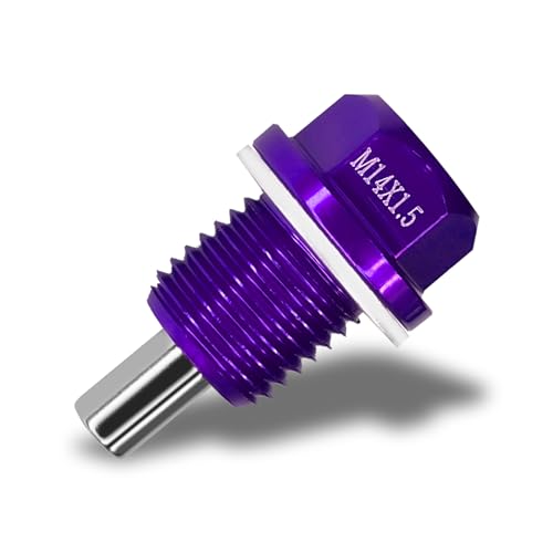 M14×1.5 Car Magnetic Oil Drain Plug Removal Tool, Aluminum Alloy Oil Pan Sump Drain Nut Bolt Screw Repair Kit for Most Ford, GM, Hyundai, KIA and Accord, Civic, Pilot, Odyssey (Purple) - color: Purple