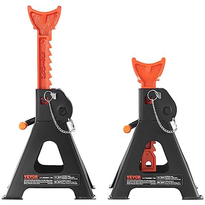 VEVOR Jack Stands, 3 Ton (6,000 lbs) Capacity Car Jack Stands Double Locking, 10.8-16.3 inch Adjustable Height, for Lifting SUV, Pickup Truck, Car and UTV/ATV, Red, 1 Pair - style: 3T 2-Locking