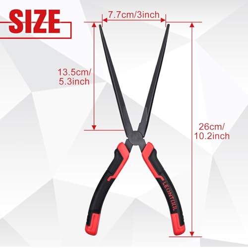 10" Extra Long Needle Nose Pliers | Designed for Car Repair & Welding Assistance | Heavy Duty 45 Steel Extended Reach Long Nose Pliers with Serrated Jaw for Narrow Spaces and Limited Areas