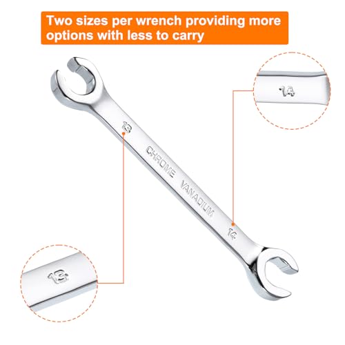 HARFINGTON Flare Nut Metric Wrench 13mm x 14mm CR-V Mirror Polished Chrome Plating Metric Wrench for DIY Hand-making Automotive Repairs and Household Maintenance - size: 13mm x 14mm