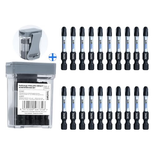 toolant 2 Inch Phillips Bit#3 Magnetic Anti Slip Impact Screwdriver Bits Set,20pcs Insert S2 Steel PH3 Driver Dit Set with CNC Machined Tips for Power Drill - color: 2"*20pcs, size: PH3