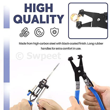 Swpeet 3Pcs Blue CV Joint Boot Clamp Pliers and Swivel Flat Band Hose Clamp Pliers Assortment Kit, Ear Boot Tie Car Band Tool Car Water Pipe Locking Automotive Hose - color: Blue