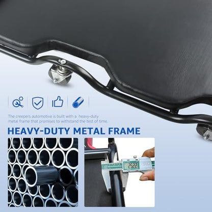 HKTE 44 inches Heavy Duty Garage Creeper, Low Profile Design, Durable Metal Frame, Comfortable Pillow