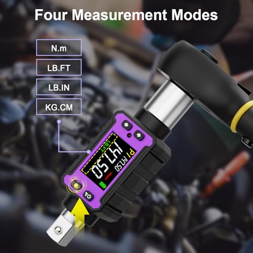 ANPUDS 1/2" Digital Torque Adapter Set (2.9-147.6 Ft-lb / 4-200 Nm) | Slim Electronic Torque Wrench Converter for Confined Spaces, ±2% Accuracy Torque Meter for Automotive, Motorcycle Repair - size: 1/2" (2.9-147.6 Ft.lb/4-200 Nm)