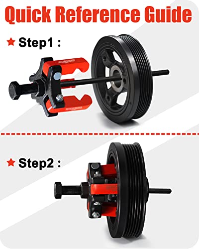 Harmonic Balancer Puller with Adjustable 3-Jaw Puller Kit, Forcing Screw Fits a 3/8" Square Drive and 4 Forcing Rods for Removing Harmonic Dampers & Balancers By Autowanderer Tool