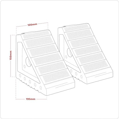 Sealey Wc01 Rubber Wheel Chocks 2.2Kg - Pair - size: 1.8kg