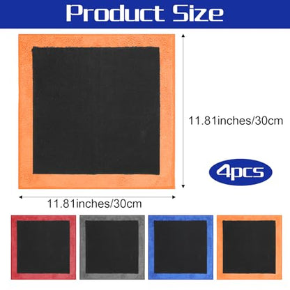 4 Pack Clay Towel Auto Detailing 12 x 12 Inch Clay Bar Towel Microfiber Car Cloth Cleaner Fine Grade Car Towels Automotive for Car Detailing Cleaning Polishing DIY Detail Tool Kit