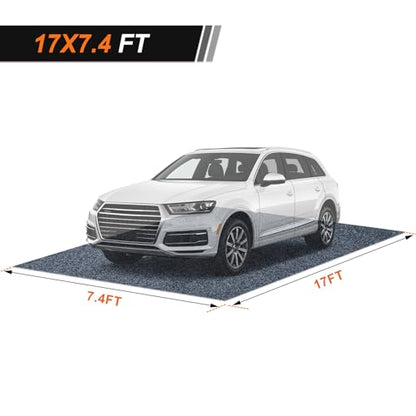 17×7.4Ft Heavy Duty Oil Spill Mat,6.5mm Thick Garage Under Car Floor Mat,1/4" Waterproof Rubber Backing,Efficient Oil Absorption,Washable Reusable Durable Non-Slip - size: 7'2" x 17'