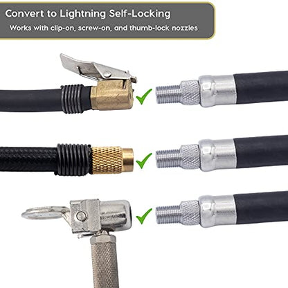 JACO Lightning S2X Quick-Connect Locking Tire Inflator Air Chuck Extension | Patented Lock-on Compressor Hose Attachment/Adapter (Open Flow) - style: Straight Head