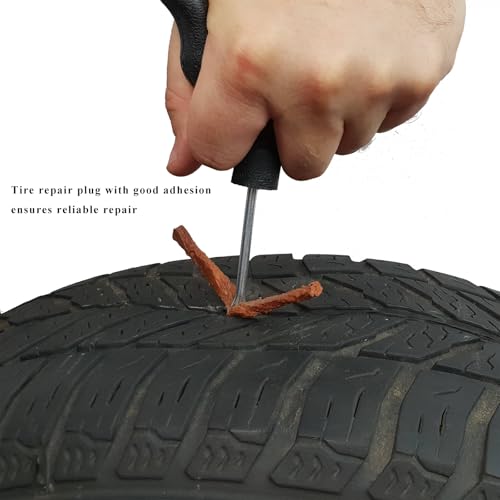 100 PCS Tire Repair Strings, 4" × 1/4" Auto Tire Plug Insert String Self Vulcanizing Strips Kit, Heavy Duty Rubber Repair Plugs for Car Truck Motorcycle Tubeless Tires - color: 100 PCS