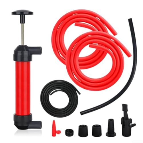 Portable Fuel Transfer Pump - Manual Siphon Pump for Gas Diesel Oil Change - Automotive Fluid Extraction Tool Kit